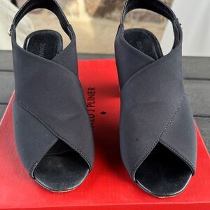 Donald J. Pliner Black Peep-Toe Heels